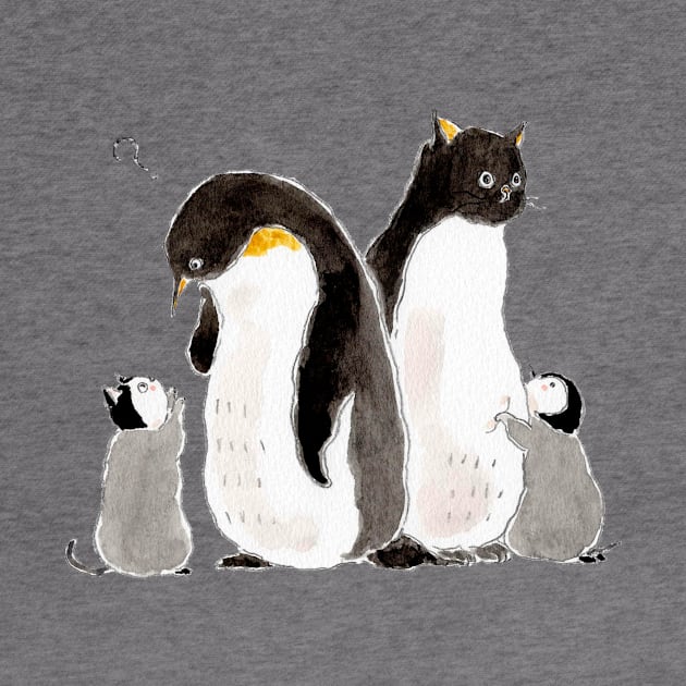 Penguin parent and child cats by TOCOROCOMUGI